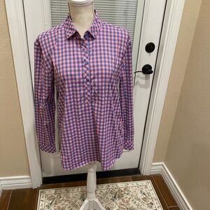 Southern Tide Orange and Blue Checkered Shirt